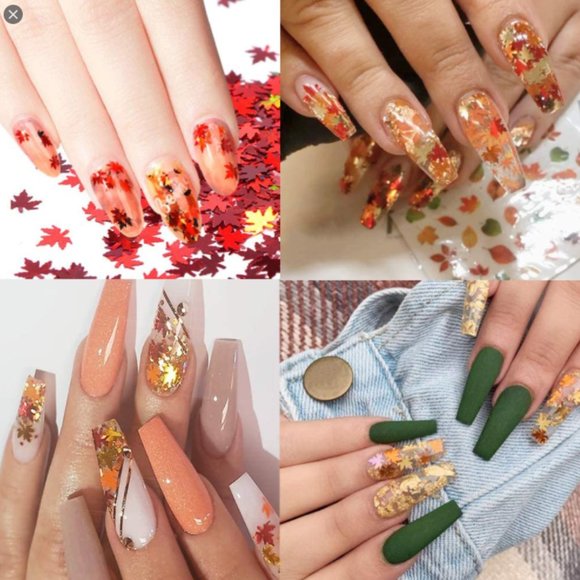 Maple Leaves Shape Nail Art Glitter Flakes 3D - Picture 7 of 7